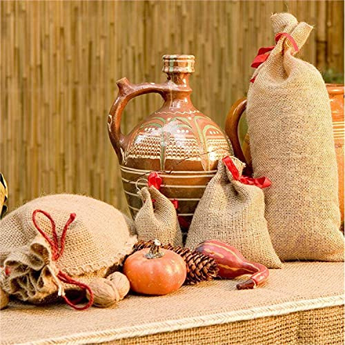 NOOR Jutesäckchen 18 x 13 cm I Natürliche Jutesäcke für den Garten I Biologisch abbaubare und lebensmittelechte Aufbewahrungssäcke mit dekorativen Schleifen I 10er Pack