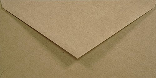 Netuno 100 Sand-Braun DIN lang Kraftpapier-Umschläge 110x220mm lange Briefumschläge Spitzklappe ohne Fenster Recycling Briefkuverts lang Briefhüllen Natur Papier Vintage Briefkuverts Kraft DL Braun