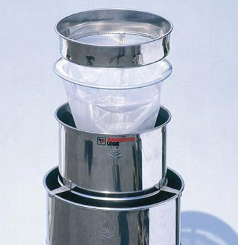 Lega Edelstahl Honig Doppelsieb, aus 3 Teilen; Edelstahlen Grobsieb, Nylon Sackfilter Edelstahlen Kesselring Ø350mm