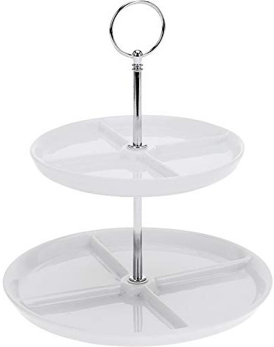 Excellent Houseware Porzellanteller mit 2 Ebenen, 26 cm, weiß - EH