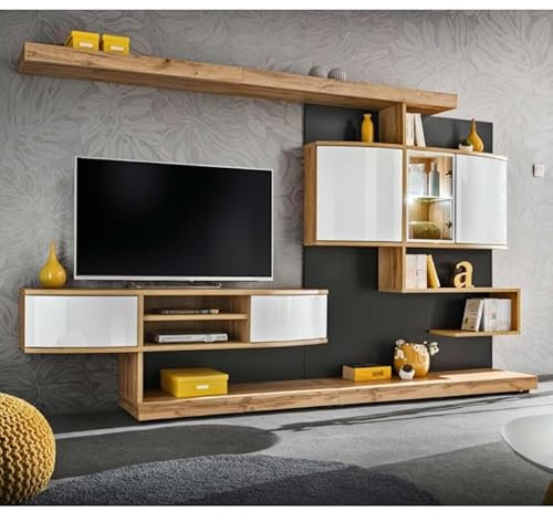 Paris Prix Ensemble Meuble TV Palermo 300cm Naturel & Anthracite