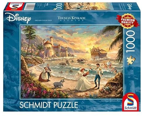Schmidt | Thomas Kinkade: Disney The Little Mermaid Celebration of Love (1,000 Pieces) | Jigsaw Puzzle | Ages 14+ | 1+ Players