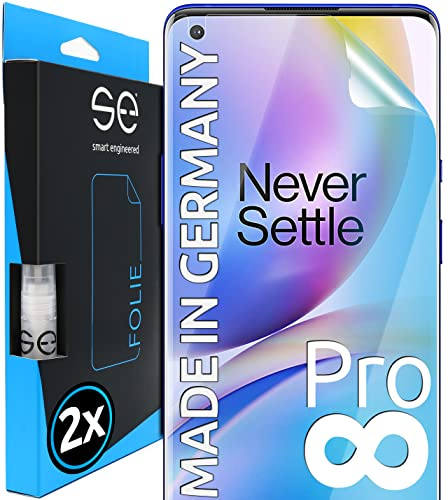 2x se® 3D SCHUTZFOLIE Transparent für OnePlus OnePlus 8 Pro,Selbstheilend, 100% Fingerabdruck & FaceID kompatibel, einfache blasenfreie Installation, Ultra-Klar, Stoß-Kratzfest, aus Deutschland