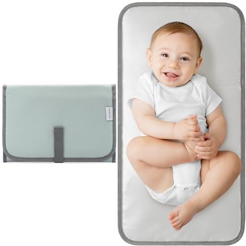 Comfy Cubs Baby Changing Mat Compact - Waterproof Nappy Change Mat with Soft Cushioning - Foldable, Travel-Friendly Design - Stylish Neutral Colours for Boys and Girls - Earth Green