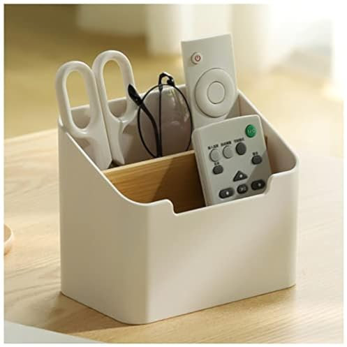 Organisateur De Bureau, Boîte De Rangement Organisateur, Télécommandé à 2 Compartiments Support De Télécommande, Porte-Table en Bois en Caoutchouc, 5.6X3.6X4.7 in