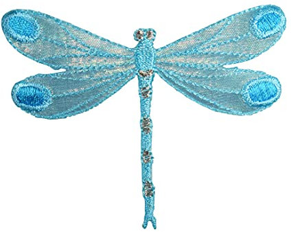 ETDesign #E03975 Blue Dragonfly Embroidery Iron On Applique Patch -3.5 by 2.5