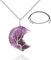 Pwsap Collana con Ciondolo a Forma di Luna di Ametista Avvolta con Albero Della Vita, Collane di Cristallo Curativo con Corda di Cera Extra 1pc, Gioielli in Cristallo di Ametista Naturale