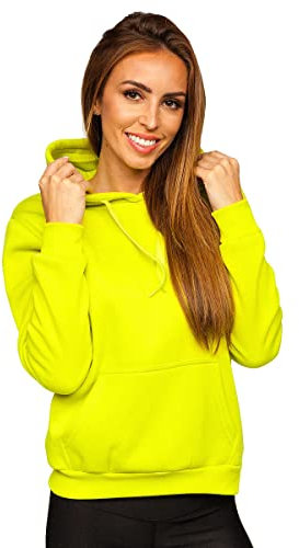 BOLF Mujer Sudadera Cerrada con Capucha Pulóver Blusa Sueter Jersey de Manga Larga Deporte Fitness Outdoor Básico Estilo Casual W02B Lima S [A1A]
