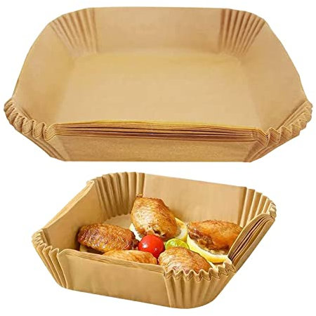 vincente 50 revestimientos de Papel Desechables para freidora de Aire, Papel de pergamino Antiadherente para freidora de Aire, Almohadillas para Revestimiento de freidora de Aire, Tazas para Hornear
