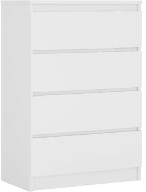 3E 3xE living.com Kommode mit 4 Schubladen, Farbe: Weiss Matt, H: 97 cm, B: 70 cm, T: 40 cm