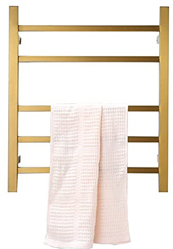 KLZUOPT Sèche-Serviettes Chauffant, Porte-Serviettes électrique, 5 Barres carrées en Acier Inoxydable 304 séchoir électrique séchoir à Linge Mural pour radiateur de Salle de Bain, câblé (câblé)
