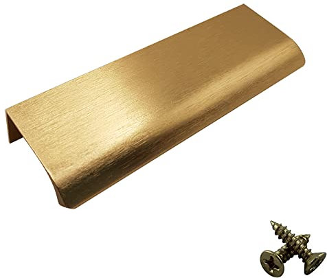 M4TEC Verdeckte Fingerzug-Griffe aus Metall Kantendesign Moderne Küchentürgriffe Schrankzuggriffe Schubladen-Ziehgriffe Schlafzimmer Bad Möbelgriffe. Serie VD3: 96 mm BA Messing gebürstet