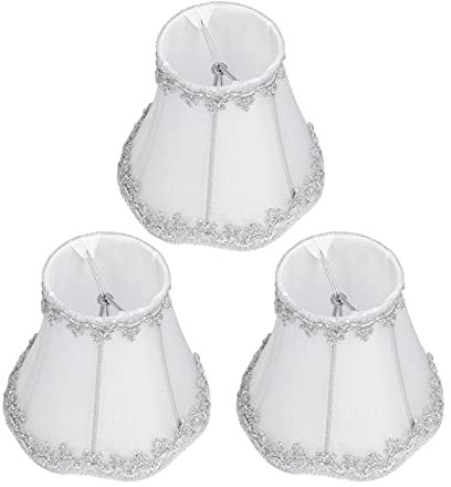 Alvinlite Kronleuchterschirme Lampenschirme 3er Set, Silber Lampenschirm Clip On für Lampen Moderne Glockenlampenschirme Silber zum Aufstecken für Hängelampe Tischlampe Stehlampe Ersatz
