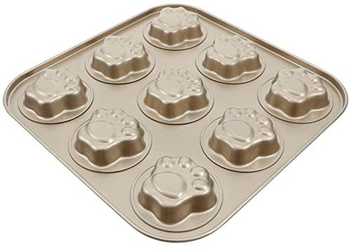 UPKOCH Metal Biscuits Molds Nonstick Small Baking Pan 9 Cavity Mini Dog Cat Paw Print Madeleine Mold Cake Pan Carbon Steel Biscuit Chocolate Pan Cupcake Muffin Tin Tray Maker Mold