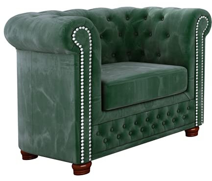 S-Style Möbel Harwell Chesterfield-Sessel Wohnzimmer Loungesessel Clubsessel Relaxsessel Lesesessel für Wohnzimmer Armlehnensessel Möbel Sofa Sessel & Stühle für Lounge Flaschengrün 94 x 86 x 72 cm