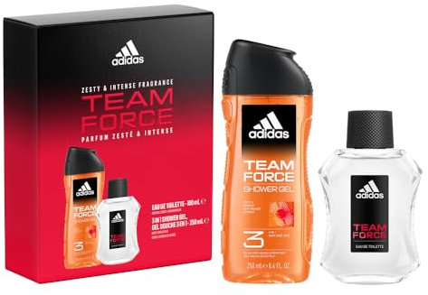 ADIDAS - Coffret TEAM FORCE - 2 Produits : Eau de Toilette 100 ml + Gel Douche 3 en 1 250 ml