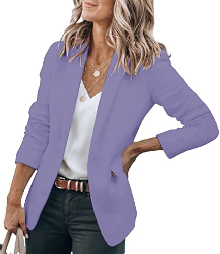 Cicy Bell Damen Casual Blazer Offene Front Langarm Elegant Arbeit Büro Jacken Blazer Blue Purple M