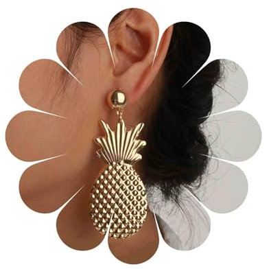 Allereya Vintage Metall Ananas Ohrringe Gold Ananas Ohrringe Matt Ananas Ohrringe Tropische Frucht Ohrringe Schmuck Für Frauen Und Mädchen