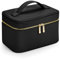Boutique Beauty Case Trousse de toilette en cuir synthétique Saffiano avec poches intérieures et poignée de transport 23 x 15 x 14 cm, Noir , Moderne
