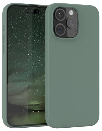 EAZY CASE - Silikonhülle für iPhone 15 Pro Max Hülle Silikon Case Dunkelgrün weich stoßfeste Handyhülle Schutzhülle mit Kameraschutz Dünn Premium Schutz Cover TPU Phone Bumper in Mitternacht Grün Matt