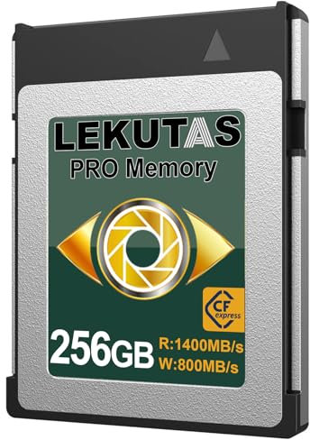 LEKUTAS 256GB CFexpress Type B Memory Card, R1400MB/s W800MB/s CFX xqd Cards Type B for Cameras 8K RAW, Compatible with Nikon Z6/Z7/D6, Canon EOS-1DXMark III/EOS-R5, Panasonic S1/S1R, DJI Ronin 4D