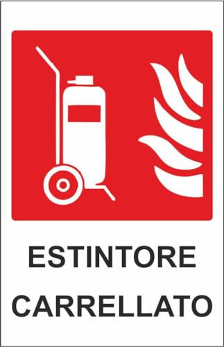 M-ITALY CARTELLO SEGNALETICO - Estintore carrellato mod. 2 - Adesivo Extra Resistente, Pannello in Forex, Pannello In Alluminio (15x10, Adesivo)