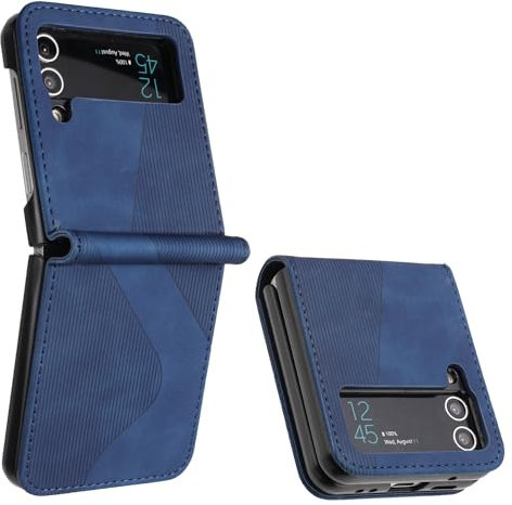 ZONNAVI Hülle für Samsung Galaxy Z Flip 4, PU Leder Handyhülle mit Kartenfächer und Standfunktion, Lederhülle Flip Wallet Case Schutzhülle für Samsung Z Flip 4 (Blau)