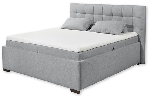 ARTOS 6 Boxbett 160x200 mit Bettkasten, Grau - Bequemes Doppelbett mit Kaltschaum Topper - 183 x 123 x 220 cm (B/H/T)