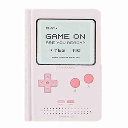 Agenda diaria de 365 días, tamaño A6, sin fecha, mini cuaderno de citas, cuaderno con diseño de juegos (rosa)