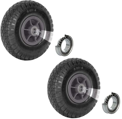 TRUTZHOLM 2x Sackkarrenrad 260x85 mm 3.00-4 Ø 20 mm Bollerwagenrad, Luftrad, Ersatzrad, Nabenlänge 60 mm versetzt