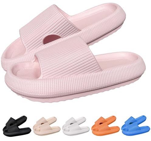 UoYeet Cloud Slippers Women Men Pillow Sliders Light and Soft Flip Flop for Teenagers and Adult, Unisex Cozisliders for Pool Bathing Home, Pink 7-7.5