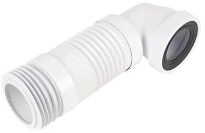Flexible 90° Angled PAN Connector White 340MM, Polypropylene Construction, 110mm Outlet, 97-107mm Inlet, 1 in Pack
