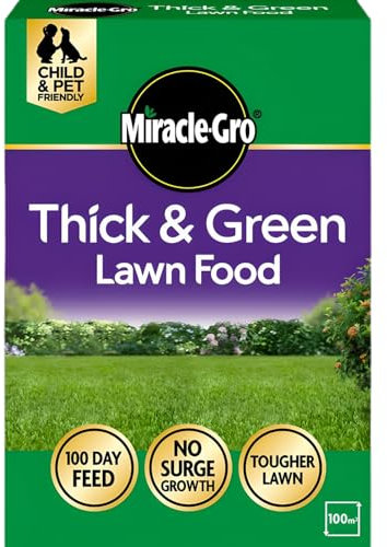 AMK® Miracle Gro Evergreen 100m2 Premium+ Thick & Green Garden Lawn Feed Food Fertiliser Better Grass in 7 Days