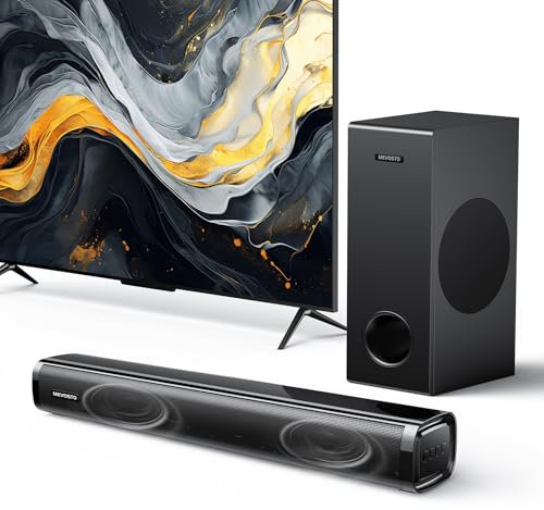 MEVOSTO Barra de Sonido TV con Subwoofer, 2.1CH Barra de Sonido con 5.25'' Woofer, 3D Sistema de Sonido Envolvente de 12L Bajos Profundos para PC con BT5.3/ARC/Opt/USB/AUX, Teatro en Casa (with BT5.3)