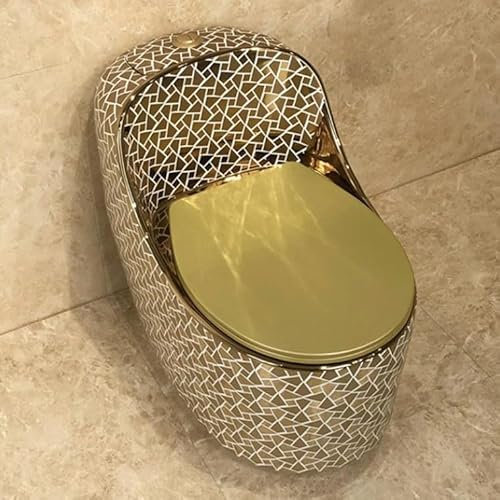 JKJZSALJ Inodoro Compacto Y Creativo De Una Pieza - Solución Que Ahorra Espacio para Baños Pequeños - Inodoro Pequeño De Doble Descarga, Taza De Altura Cómoda, 12 Empotrable - Dorado 400 Mm