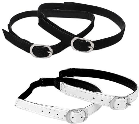 4 Pieces Ankle Straps for Women, Elastic Buckle Straps Detachable PU Leather Strap Adjustable Shoe Straps Extender Anti Loose Shoelace Belt Band for Girls Holding Loose Shoes Heels(Black, Silver)