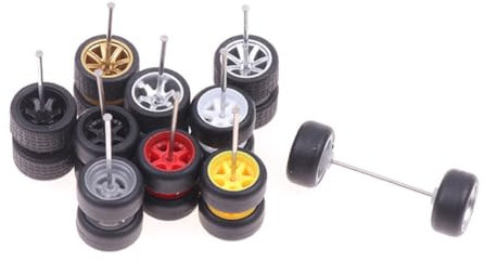 Malloy 10 Sätze 1/64 Offroad-/Gummireifen 18,3 mm Abnehmbarer Reifen für Rad 1:64 RC-Truck-Modell Off-Road-SUV Zufällige Farbe