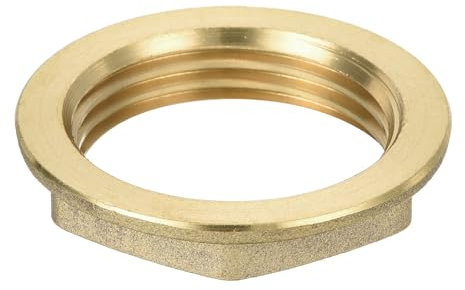 sourcing map G1 Pipe Fitting Hex Flange Lock Nut Locknut Female Threaded Fastening Thin Nut for Plumbing, Brass 1Pcs