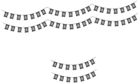 Ciieeo 4 Stück Skelett Piraten Ziehen Flagge Hängende Dekoration Für Halloween-partys Festival-banner-requisite Piraten- -flaggen Piratenbanner Halloween-dekorationen Polyester