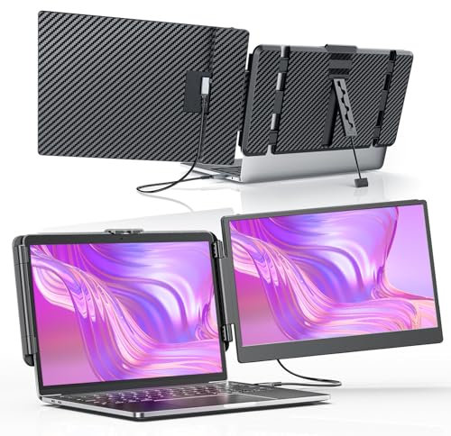 LivElect 14 Laptop Screen Extender, Dual Laptop Monitor Extender, 1080P FHD Portable Monitor Built-in Speaker & Back-Stand Fit for Laptops 13-16.5, Plug & Play Suit for Win Mac Android