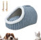 Cozy Hideaway - Cama para mascotas, cama para perro con cueva cubierta, acogedora cama escondite para gatos, acogedora cama para perros con cubierta y pantuflas cálidas (azul, L)