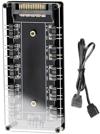 Hub ventola per case PC - Hub per case PC ARGB | Controller HUB per ventole LED con cavo di prolunga da 50 cm, hub Argb per ventole per case, hub 10 in 1 per case PC ARGB, ventola per computer di gioc