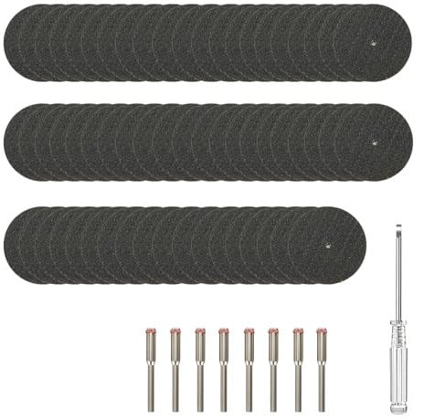 Dischi da Taglio per Dremel, lama per sega circolare mini lama da 60 pezzi con mandrino da 8pcs da 3mm e 1 cacciavite, accessori per utensili rotanti ruote da taglio per acciaio inossidabile metallo