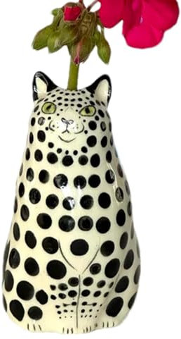 Polform der Pois Blumme Vase - Cat Vase | Harzblumenvase mit einzigartigen Polka -Punktkatzen | Katzenvase für die Dekoration von Regalen, Bücherregalen, Wohnzimmer, Büro, Schlafzimmer