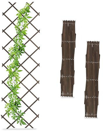 Relaxdays Tuteur à tomates, en lot Pratique de 3, Extensible, Bois de Sapin, pour Le Mur, 180 x 60 cm, Marron