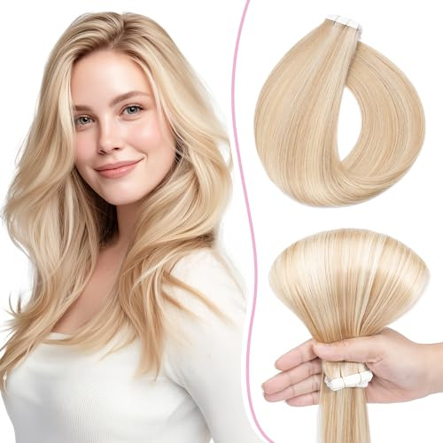 SEGO Pro 45cm Tape in Extensions Echthaar Haarverlängerung Naturhaarfarbe 10PCS 15g Invisible Skin Weft Haarteil, #18P613,Hair Extension62