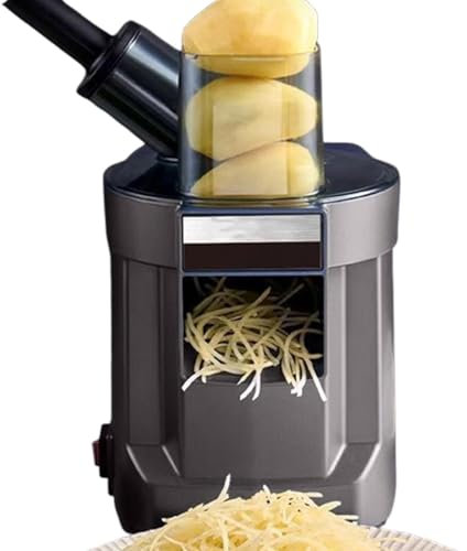 3 in 1 Commercial Vegetable Dicer Chopper,Multifunctional Food Processor-Dual Port/Single Port, Electric Potato Cutter Automatic Onion Slicer& Shredder for Commercial & Home,Dualport