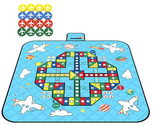 yupeuooe Tappetino Impermeabile da Gioco,Coperta Da Picnic Esterna Con Pezzi Degli Scacchi - Portatile E Pieghevole Con 3 Strati Per Gioco Da Tavolo In Famiglia E Tappeto Per Gattonamento