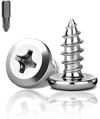 PDKKFF 60Pcs M3x10mm Flat Head Self Tapping Screws Stainless Steel 304 | Phillips Drive Fastener Screws, Silver Cross Drive Self drilling screws for Wood and Furniture