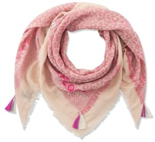 CODELLO Jaquard Tuch mit Blumen-Leo-Muster und OMG-Schriftzug